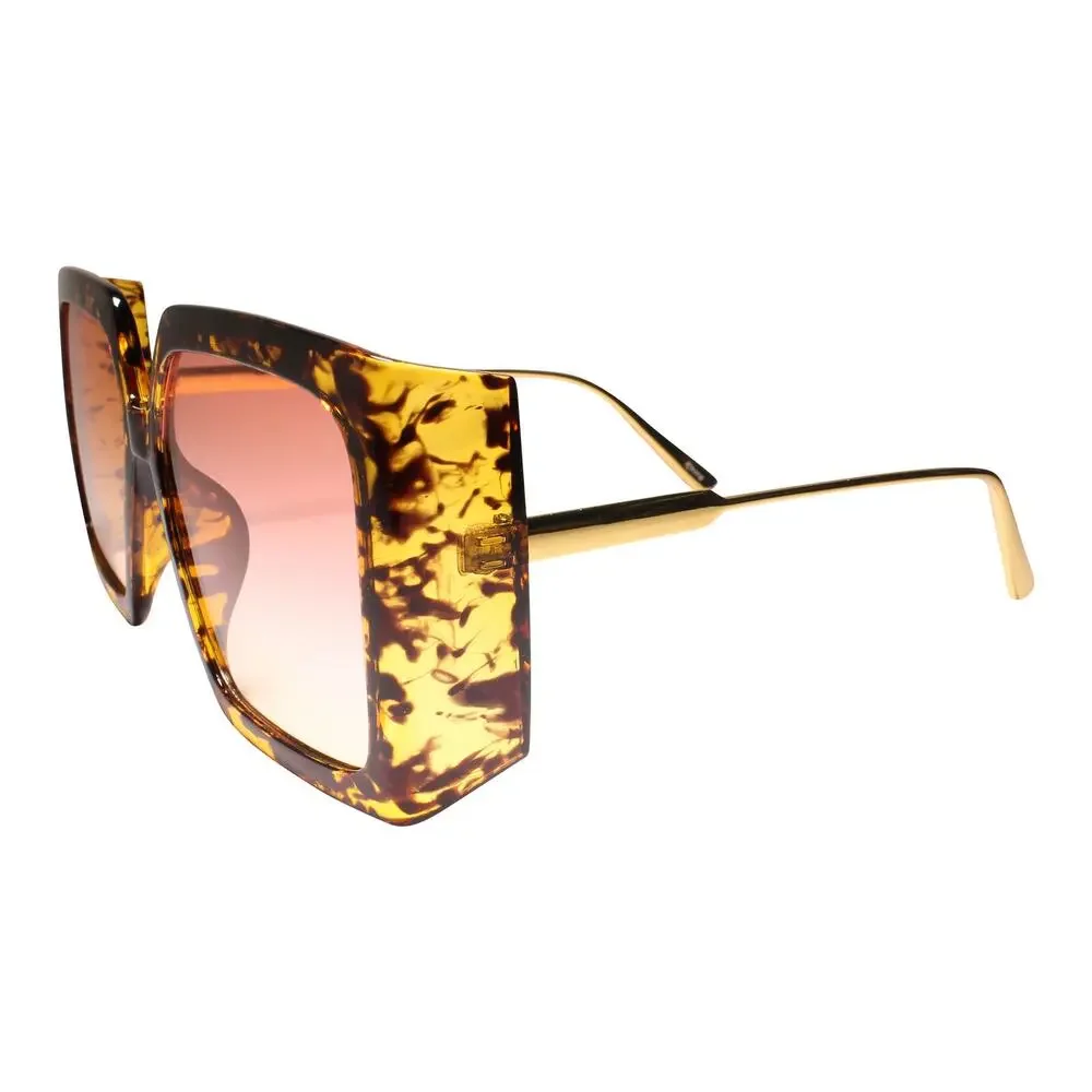 Bold Style Women's Chic Exaggerated Oversized Wrap Square Sunglasses Pink Lens